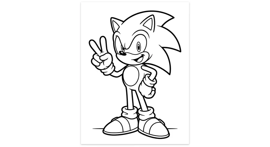 Sonic coloring printables sheet 1 — bold confident pose printable sonic coloring page for kids